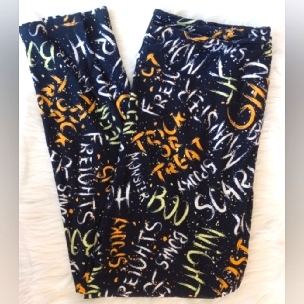 LuLaRoe Halloween Themed Leggings - Black, Orange, White, Green